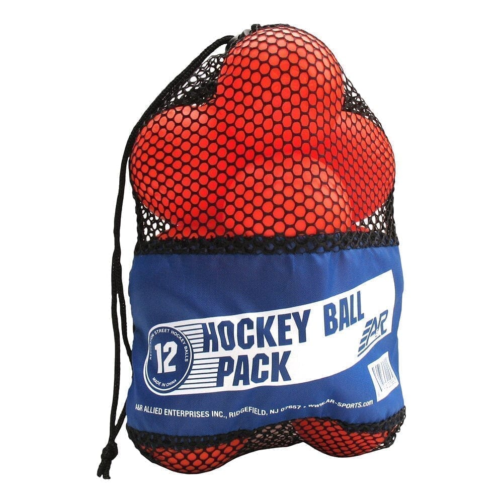A&R Orange Street Hockey Ball - 12 Pack (Mesh Bag) - Pucks & Balls